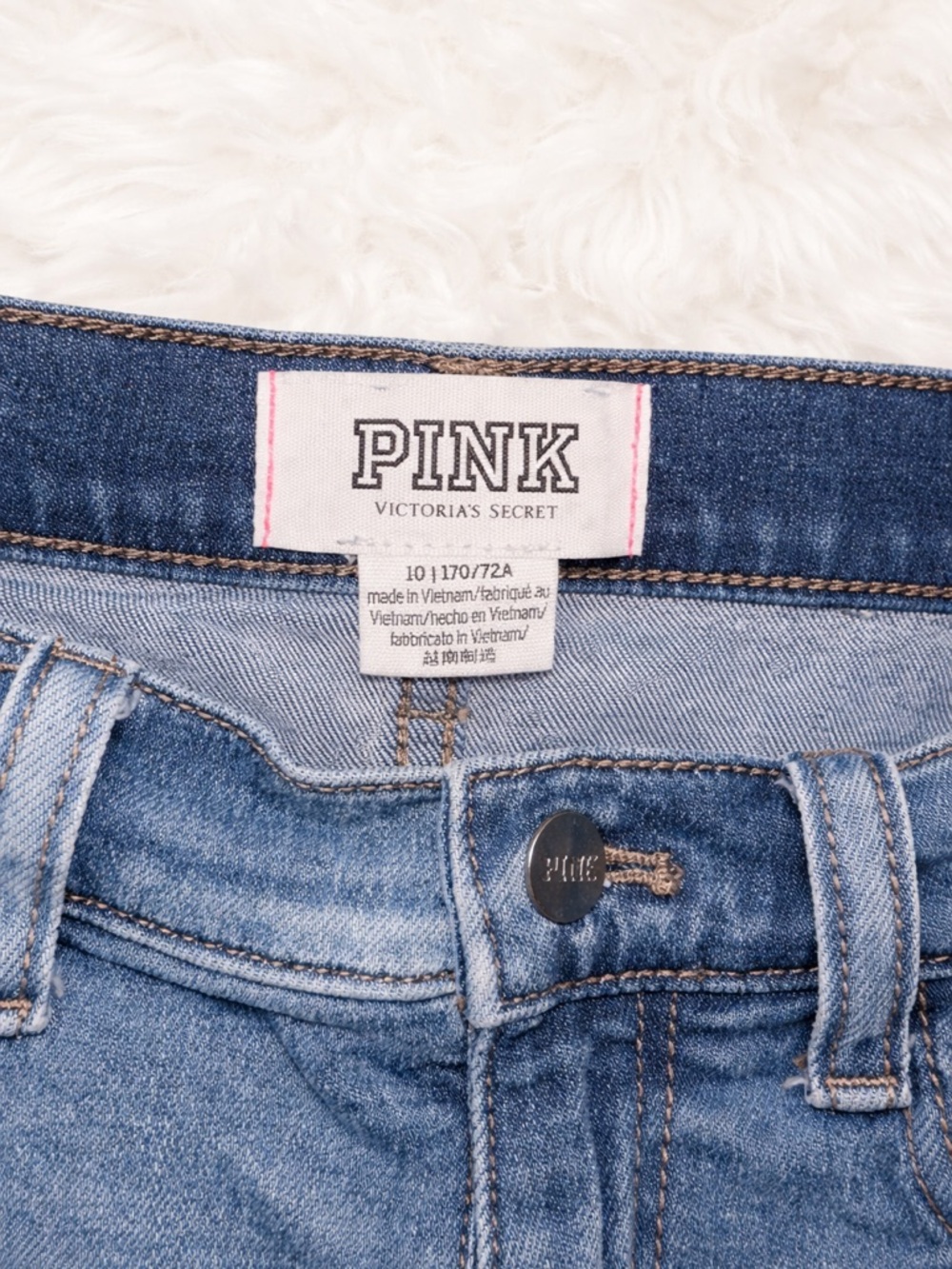 PINK Victoria's Secret Distressed Blue Denim Jean Shorts - Picture 3 of 3